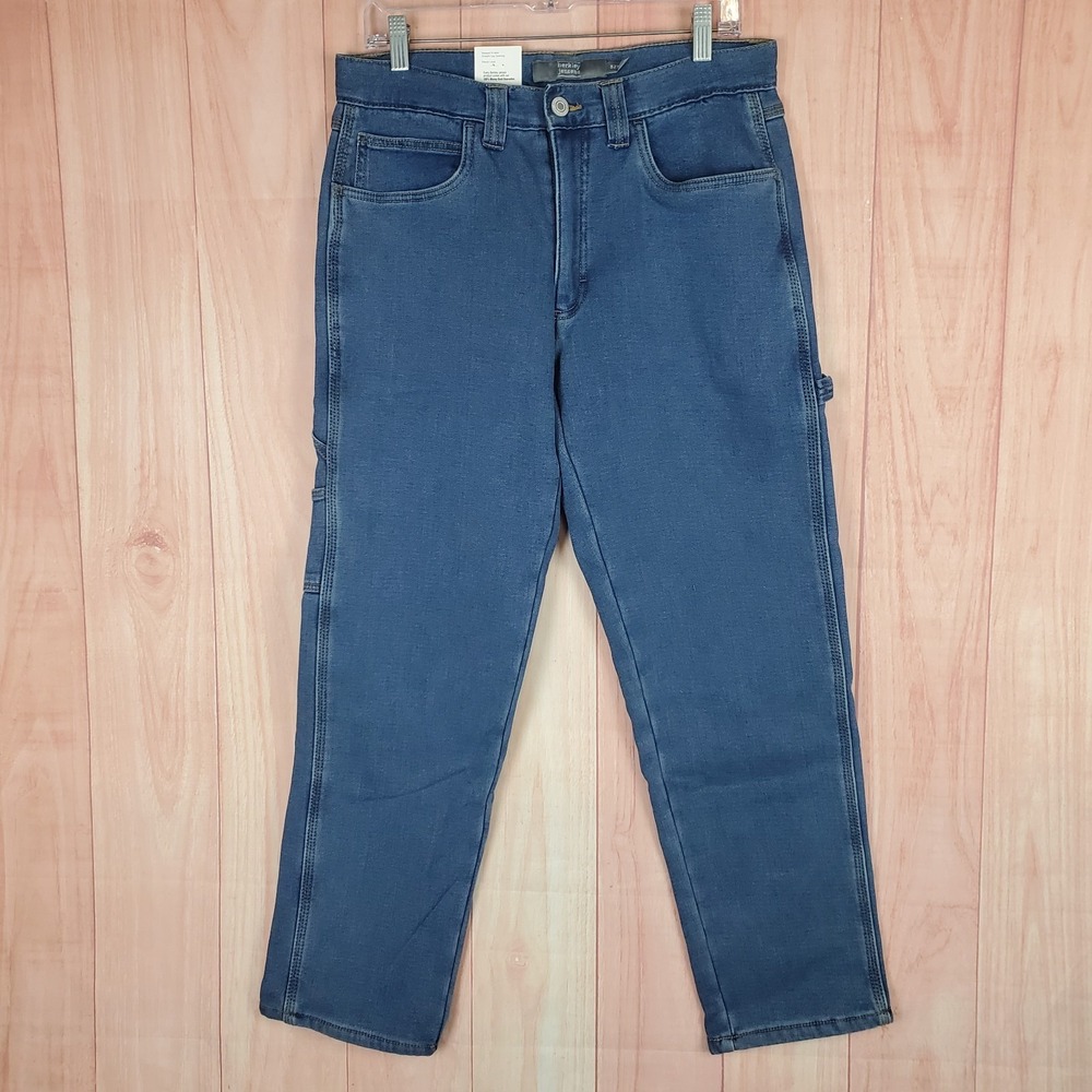 Berkley Jensen Relaxed Straight Carpenter Pants Mens 32 32x30 Blue Lined